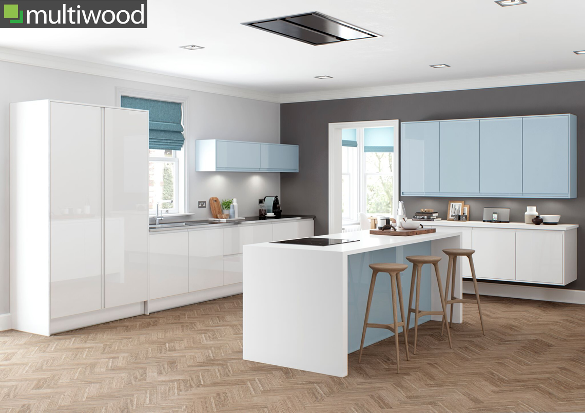 Multiwood Welford Bright White & Sky Blue Kitchen