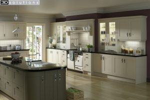 Trademouldings Gresham Ivory and Olive Island Kitchen