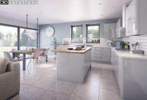 Trademouldings Lumi Dove Grey Gloss Kitchen