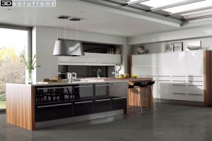 Trademouldings Odyssey Black and White Gloss Kitchen
